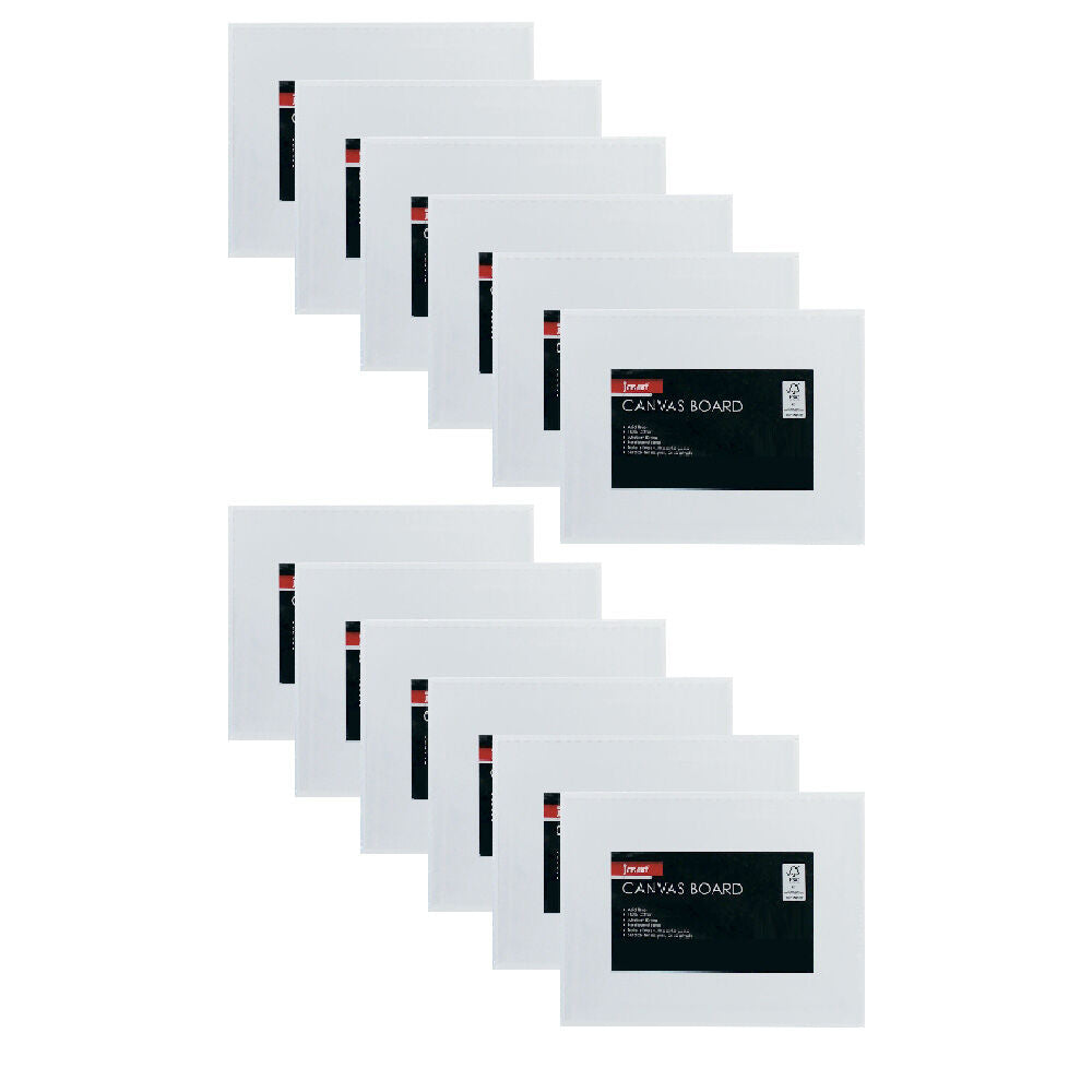 12PK Jasart Studio 5x7" Cotton Canvas Board Panel 380GSM - White