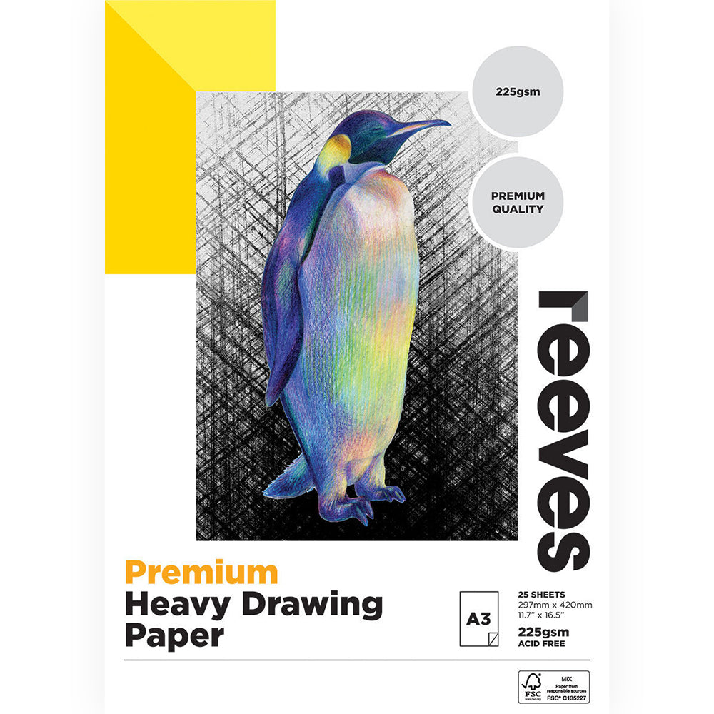 Reeves Premium Drawing Pad 225gsm 25 Sheets A3 Craft Paper