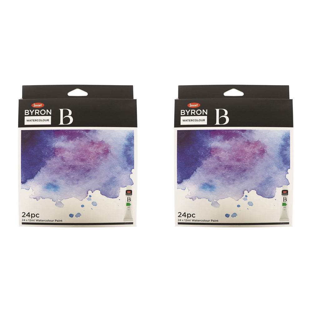 2x 24pc Jasart Byron 12ml Watercolour Art Paint Tube Set