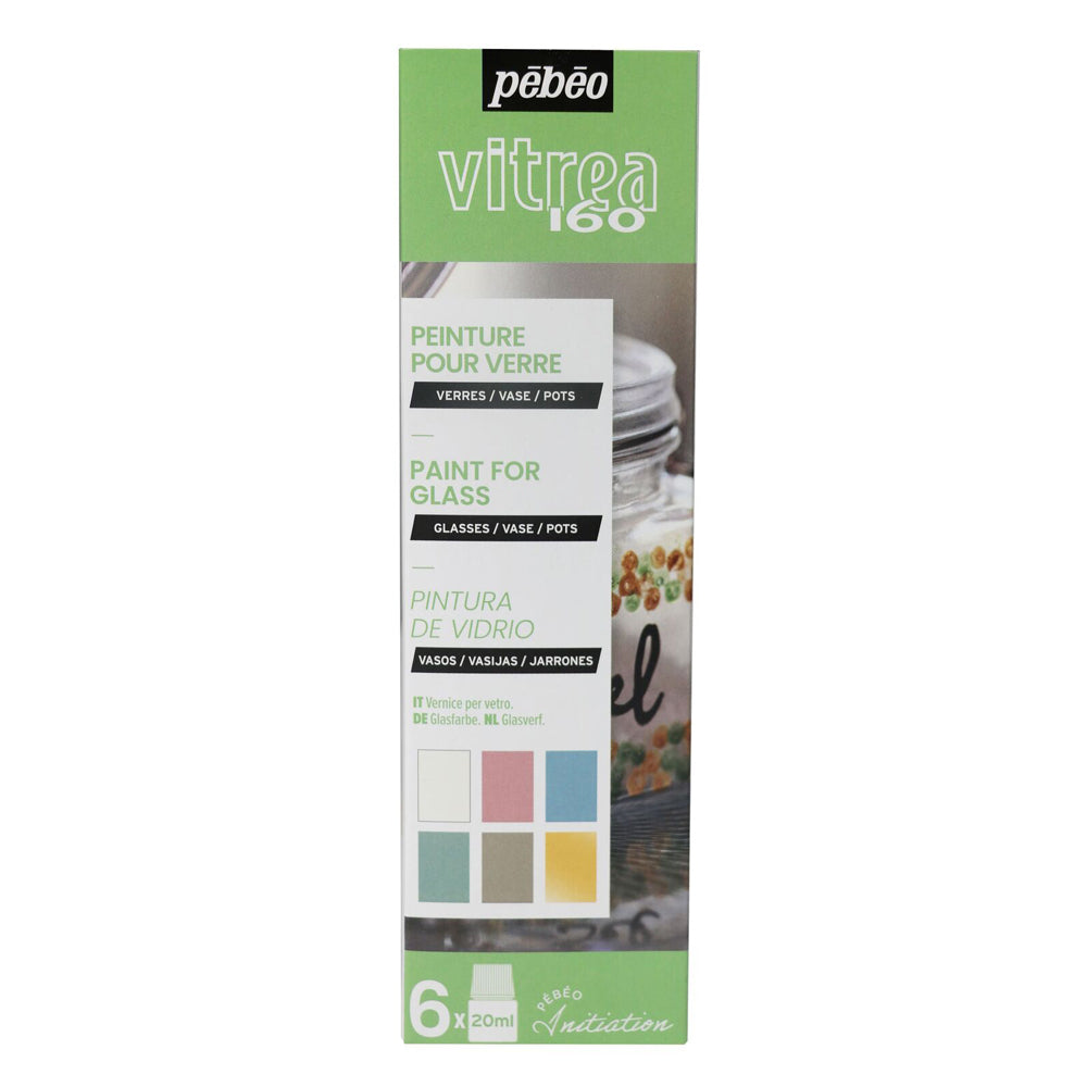 6pc Pebeo Vitrea 160 Pastel 20ml Set Creative Art Painting