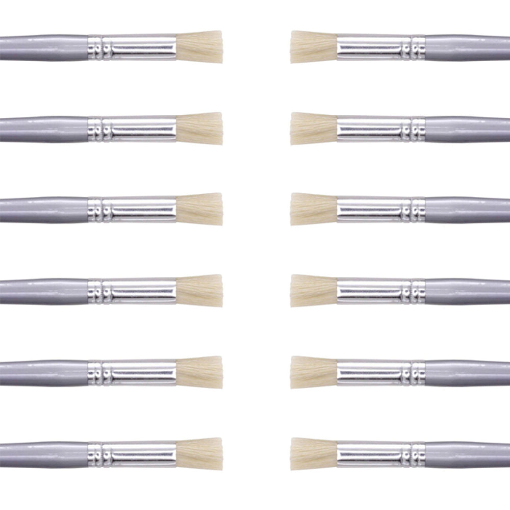 12PK Jasart Hog Bristle Stencil Paint/Colour Brush - Size 2
