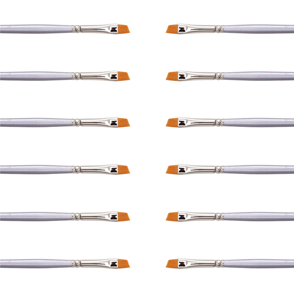 12PK Jasart Gold Taklon Angle Acrylic Paint Brush - Size 2