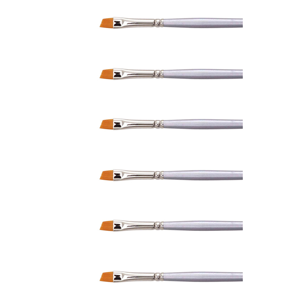 6PK Jasart Gold Taklon Angle Acrylic Paint Brush - Size 6
