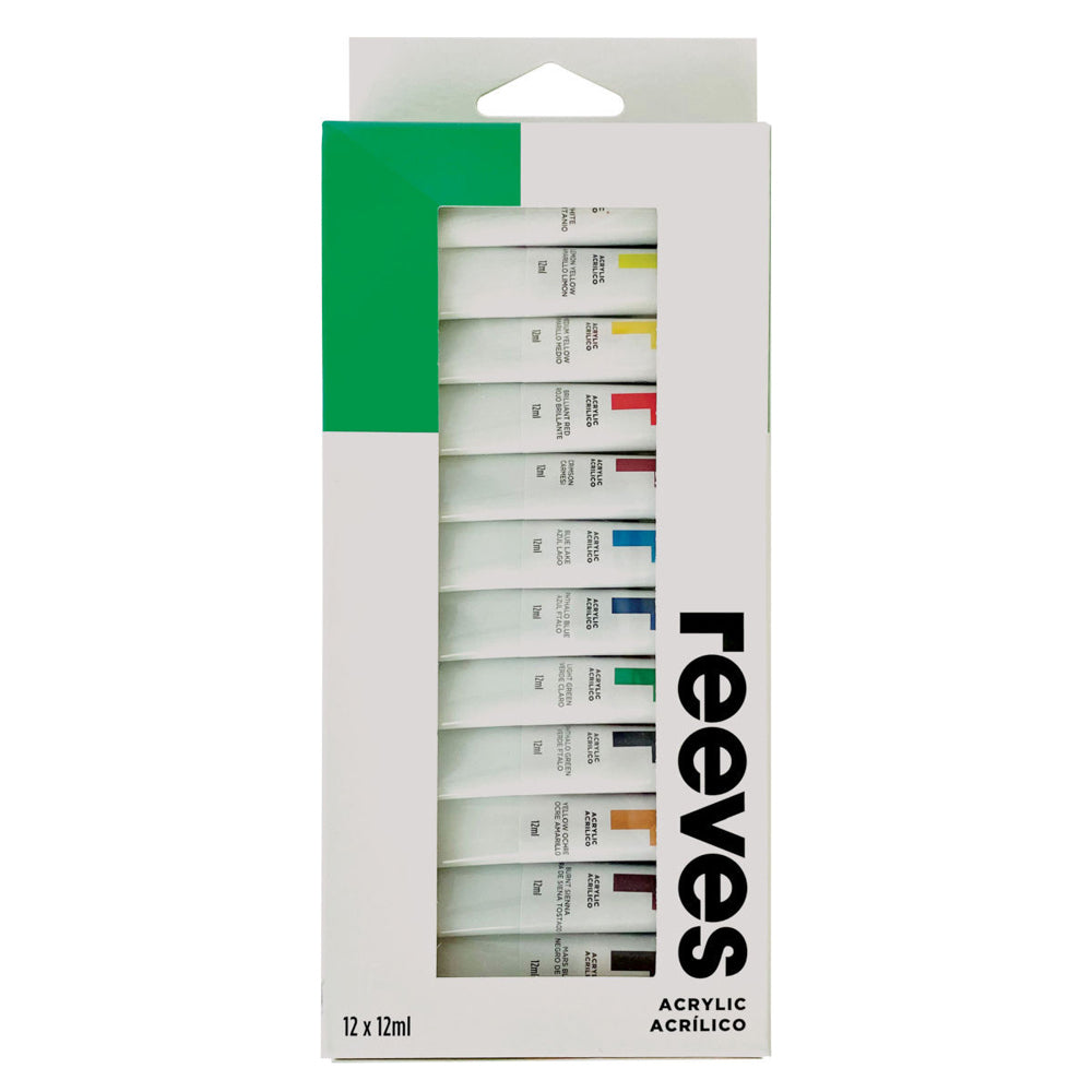 12pc Reeves Acrylic Paint Full colour collection set 22ml
