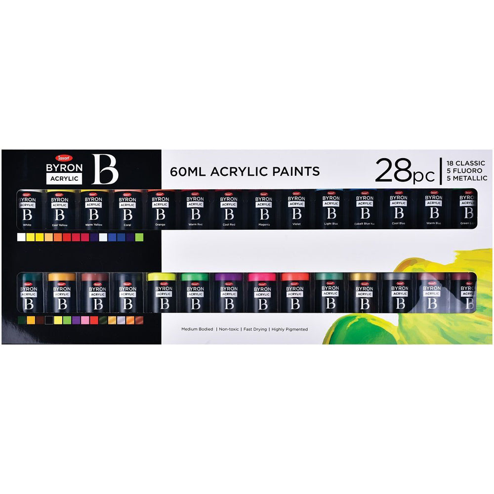 28pc Jasart Byron 60ml Acrylic Paint Tube Set Art/Craft