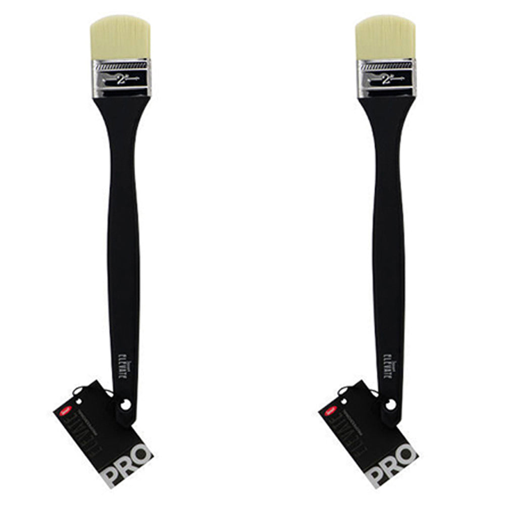 2PK Jasart Elevate Professional Long Handle Filbert Brush 2"/50mm - Black