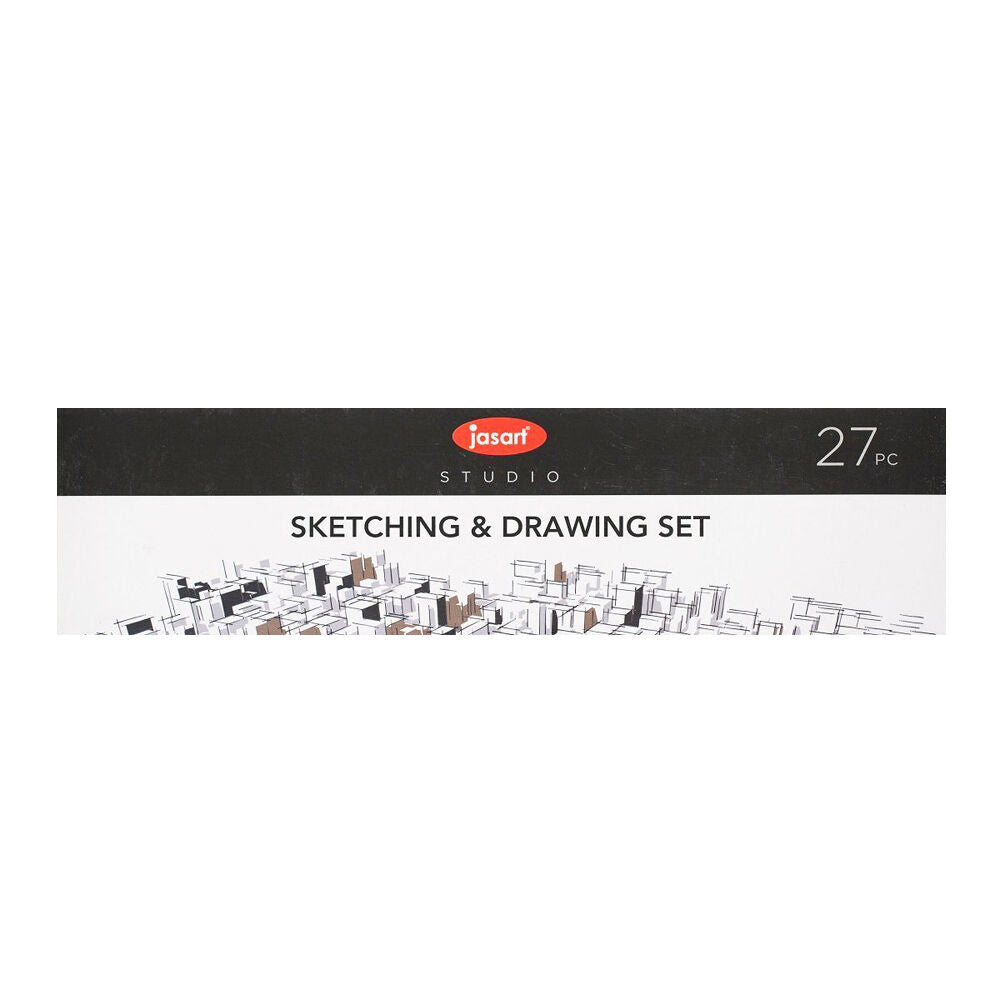 27pc Jasart Sketching/Drawing Graphite Charcoal Pencil/Eraser Set