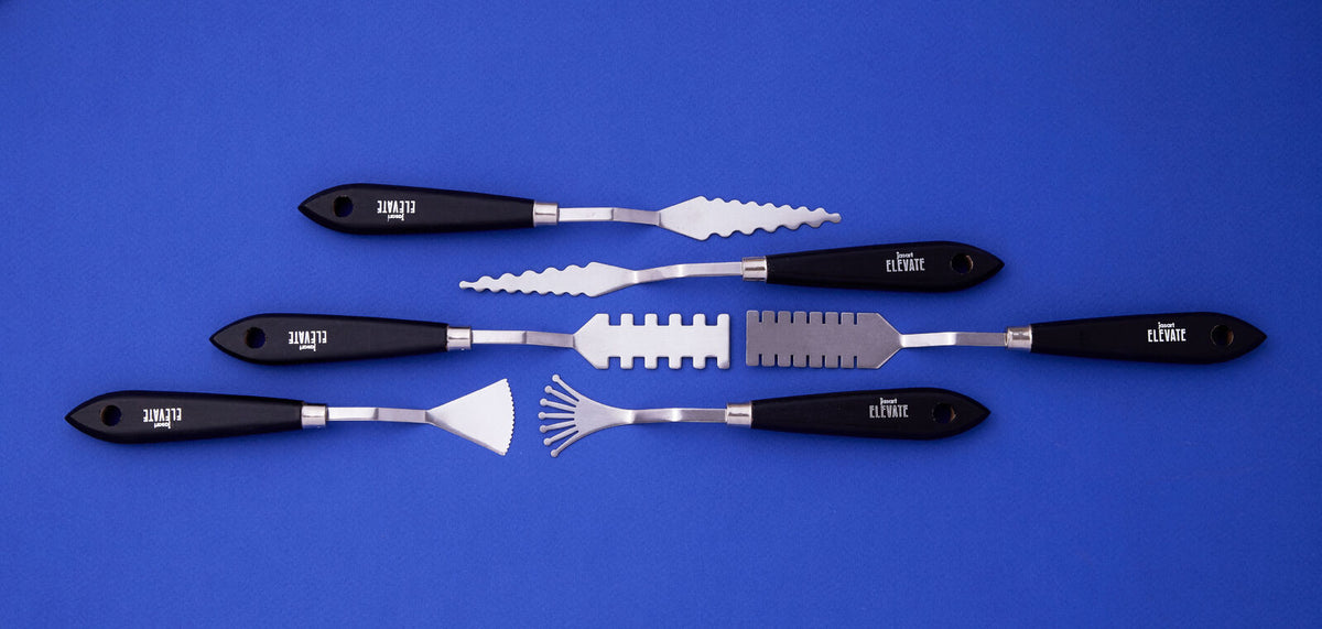 6PK Jasart Elevate Effects Metal Palette Knife Comb - Black