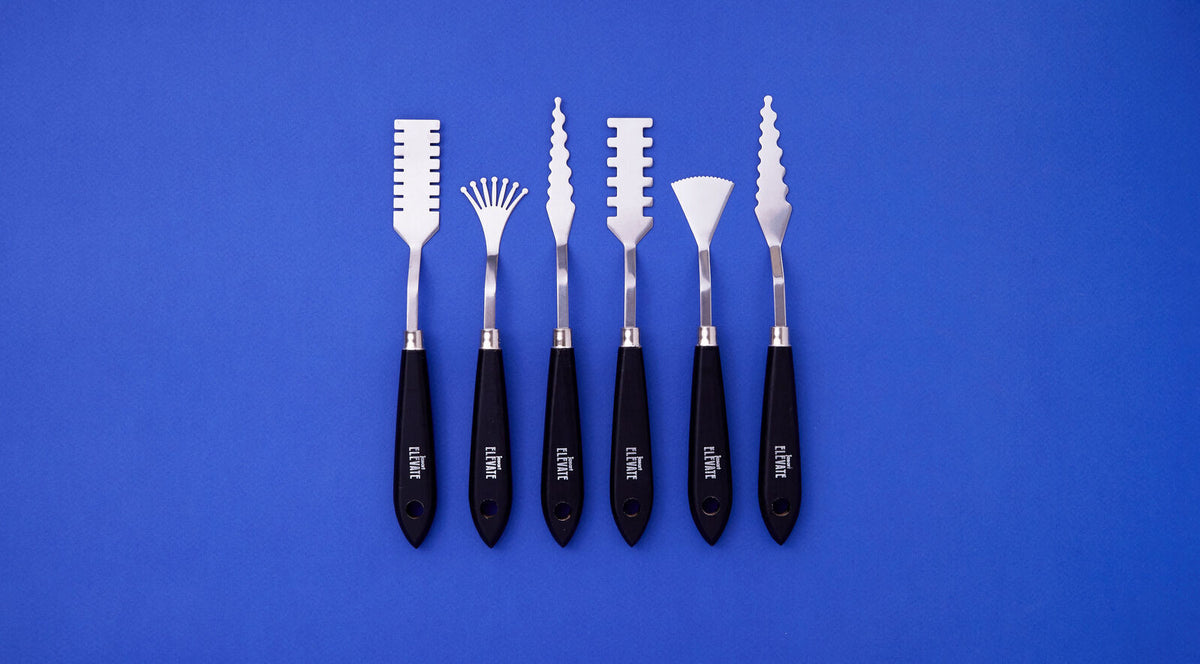 6PK Jasart Elevate Effects Metal Palette Knife Comb - Black