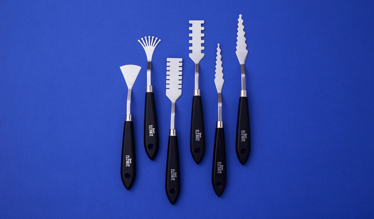 6PK Jasart Elevate Effects Metal Palette Knife Comb - Black