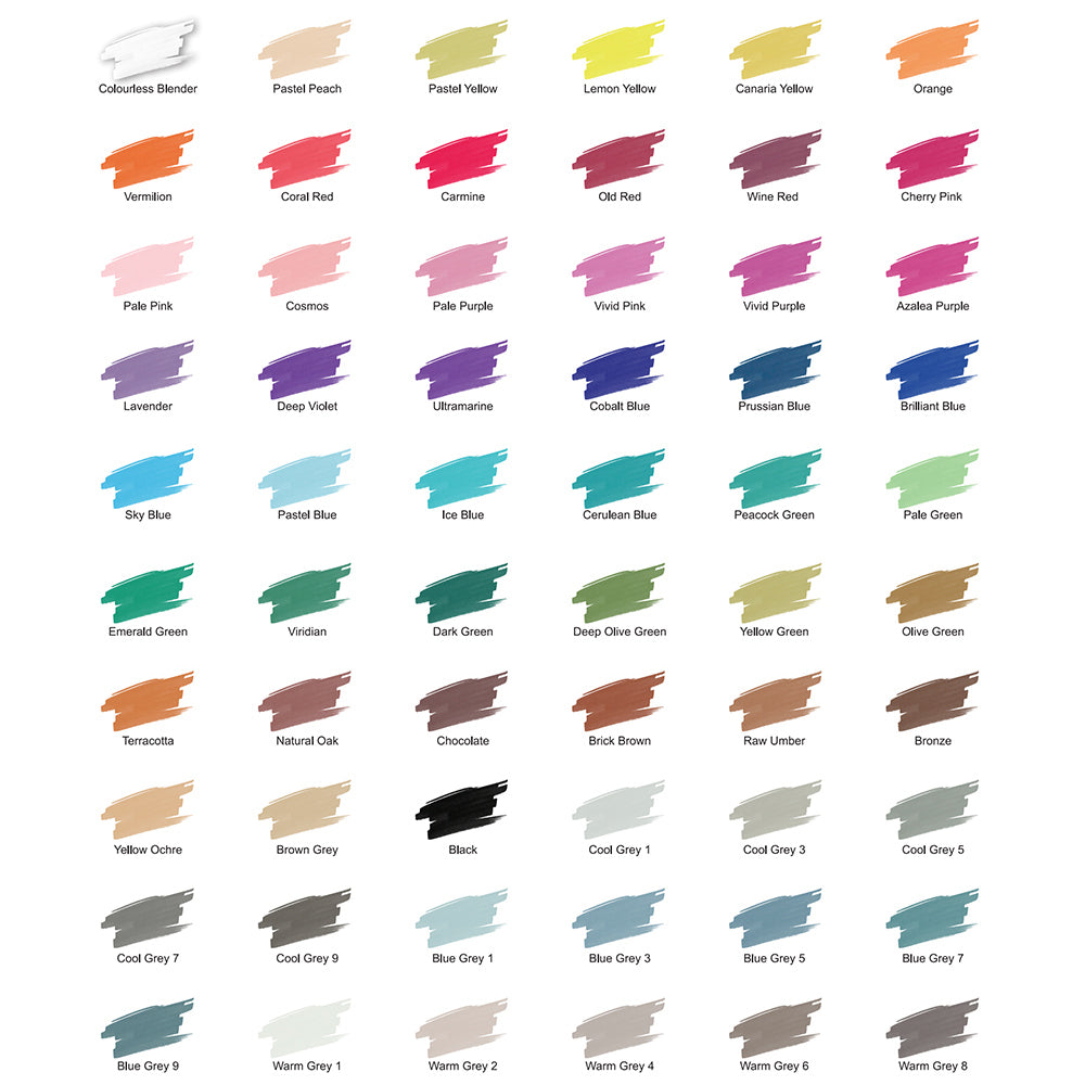 12pc Kent Spectra Graphic Markers Brush Chisel Nib Skin Tones Set