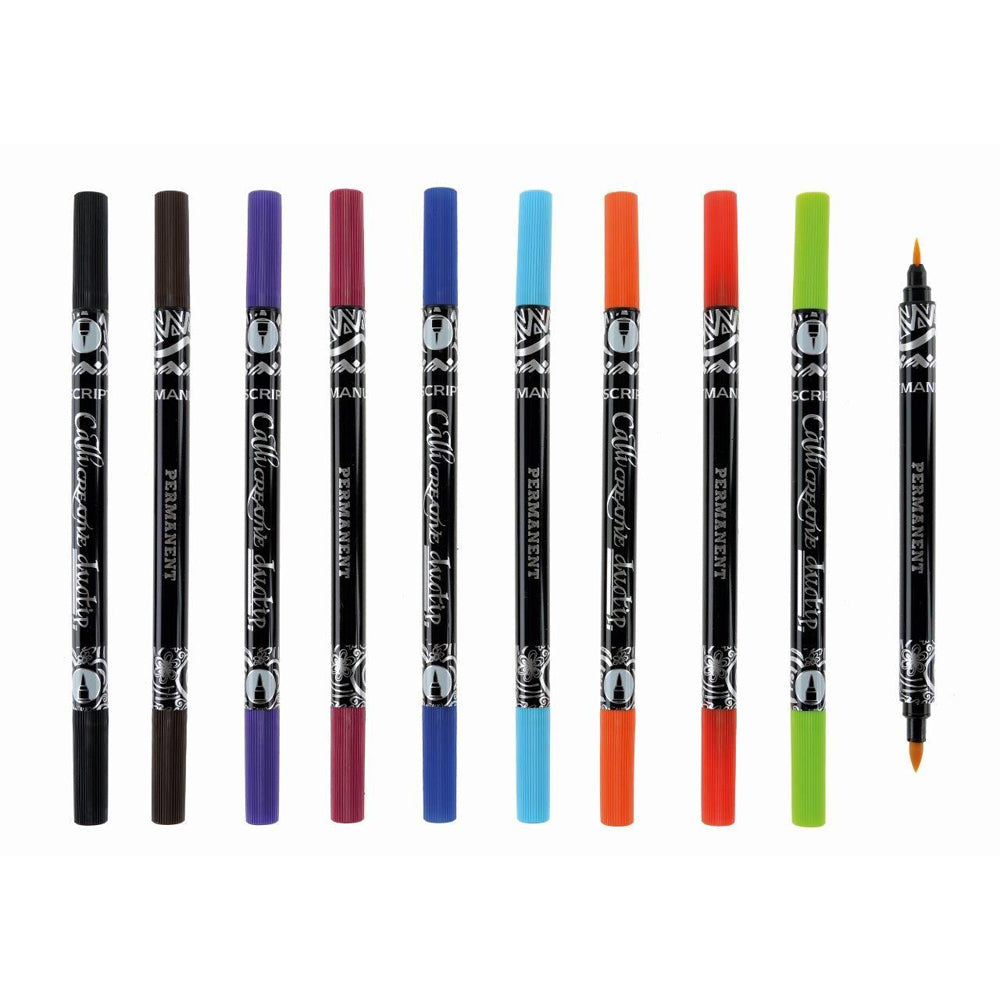10pc Manuscript Callicreative Permanent Brush Duotip Asstd Colours