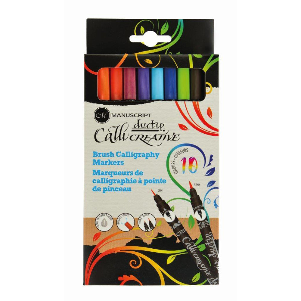 10pc Manuscript Callicreative Permanent Brush Duotip Asstd Colours