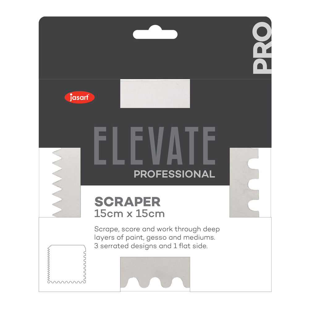 3PK Jasart Elevate Professional XL Serrated/Flat Painting Scraper 15x15cm