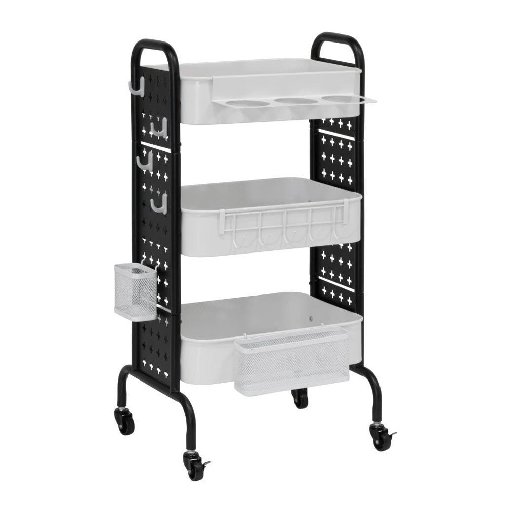 Artfusion 81cm Steel Craftwork Mobile Cart Trolley White/Black