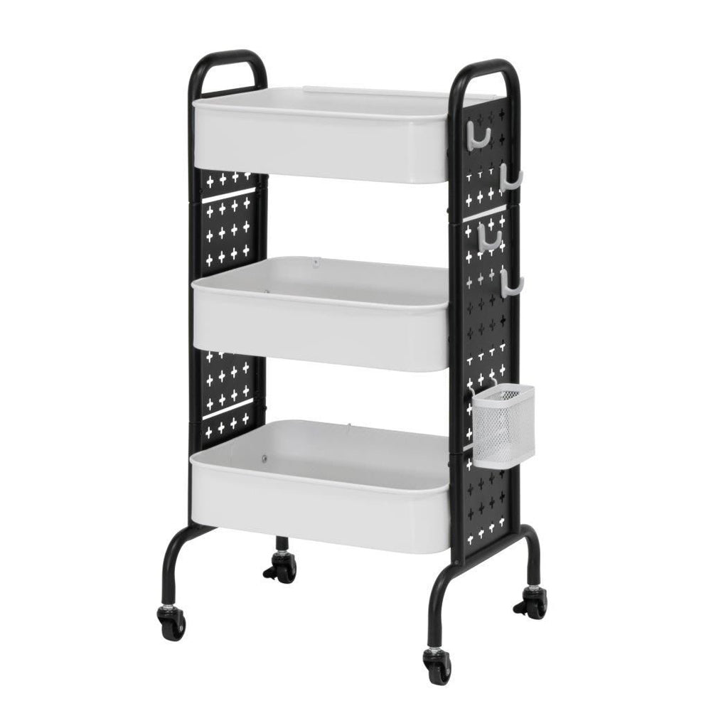 Artfusion 81cm Steel Craftwork Mobile Cart Trolley White/Black