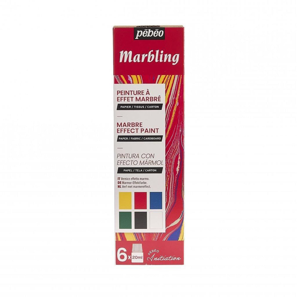 6pc Pebeo Marbling Effect Paint 20ml Creative Art Painting
