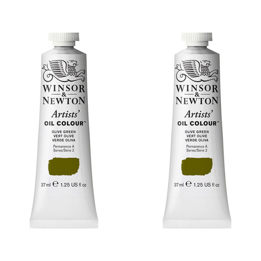 2PK Winsor & Newton Artists Oil Colour 37ml Paint Tube Olive Green Series 2