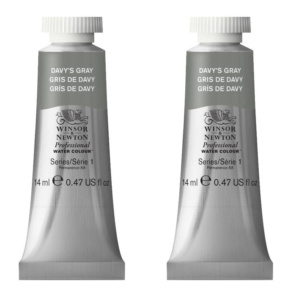 2PK Winsor & Newton 14ml Professional Watercolour Tube Davy's Gray S1