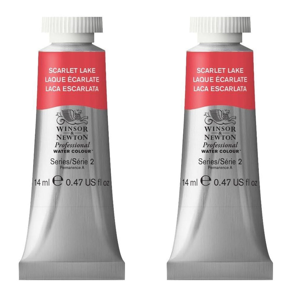 2PK Winsor & Newton 14ml Professional Watercolour Tube Scarlet Lake S2