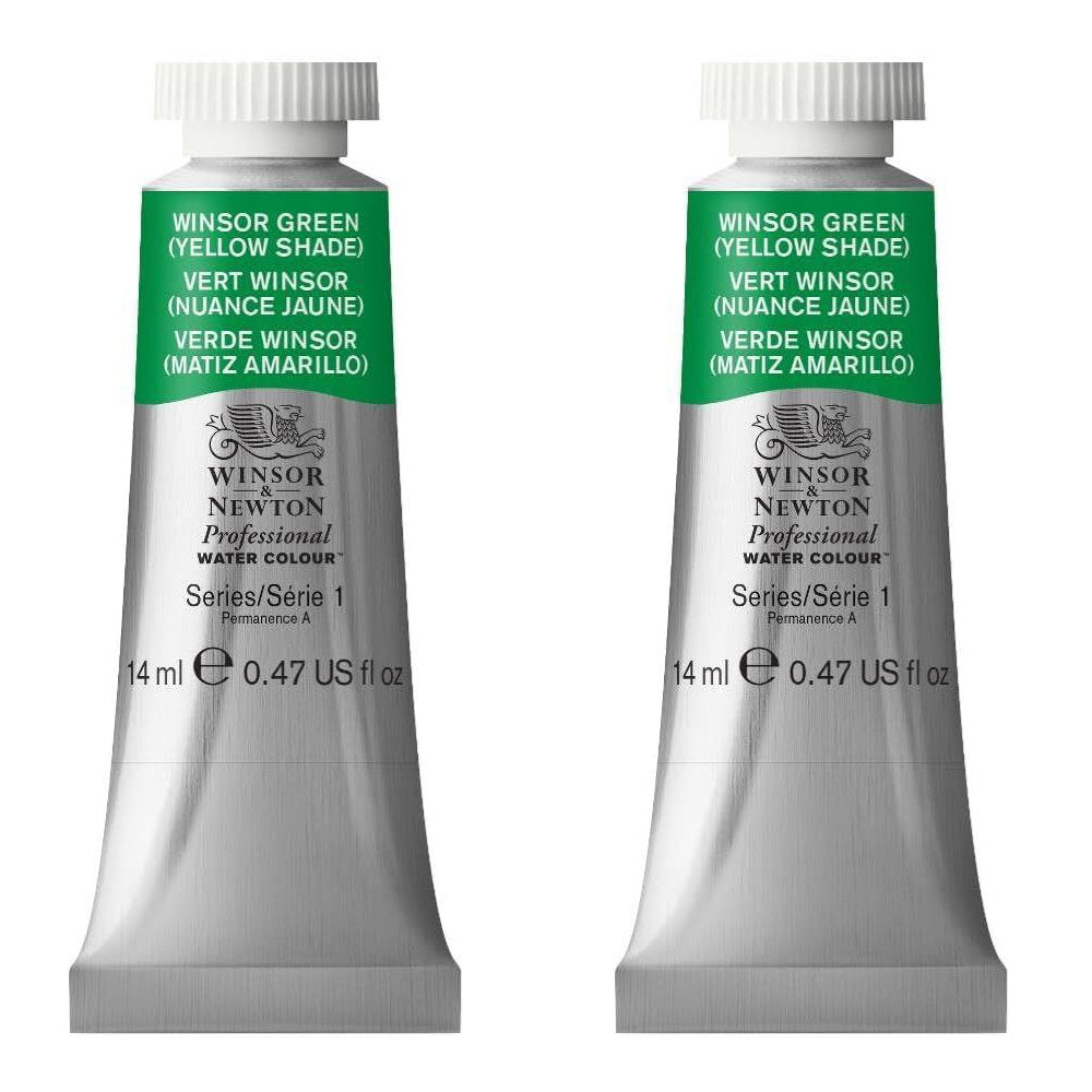 2PK Winsor & Newton 14ml Pro Watercolour Tube Winsor Green Yellow Shade S1