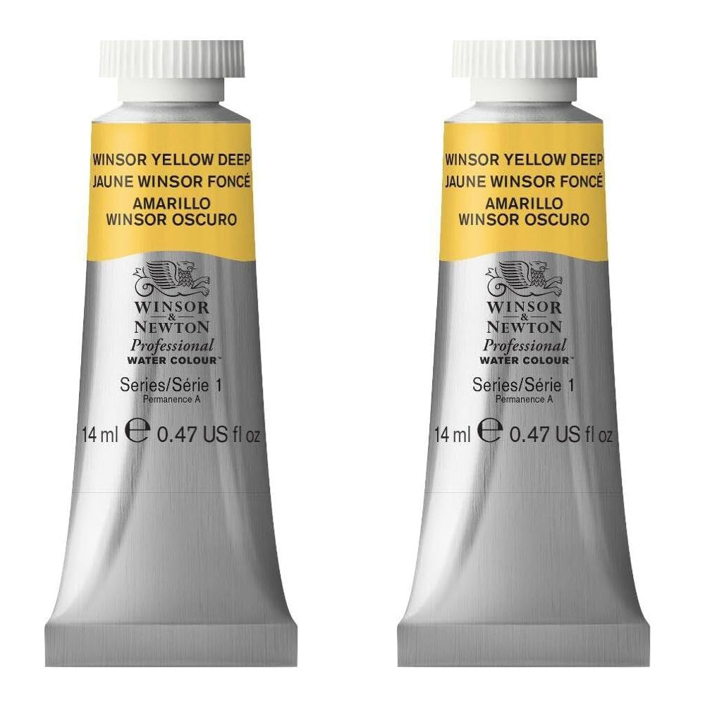 2PK Winsor & Newton 14ml Professional Watercolour Tube Winsor Yellow Deep S1