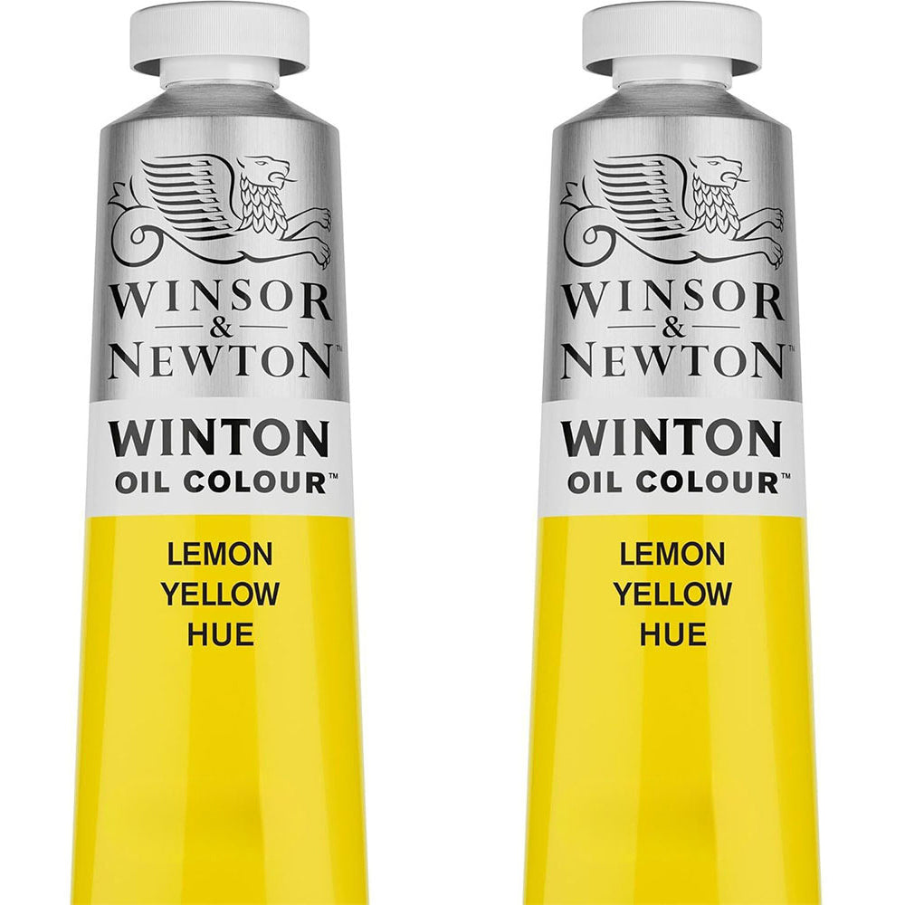 2PK Winsor & Newton 200ml Winton Oil Colour Paint Tube Lemon Yellow Hue