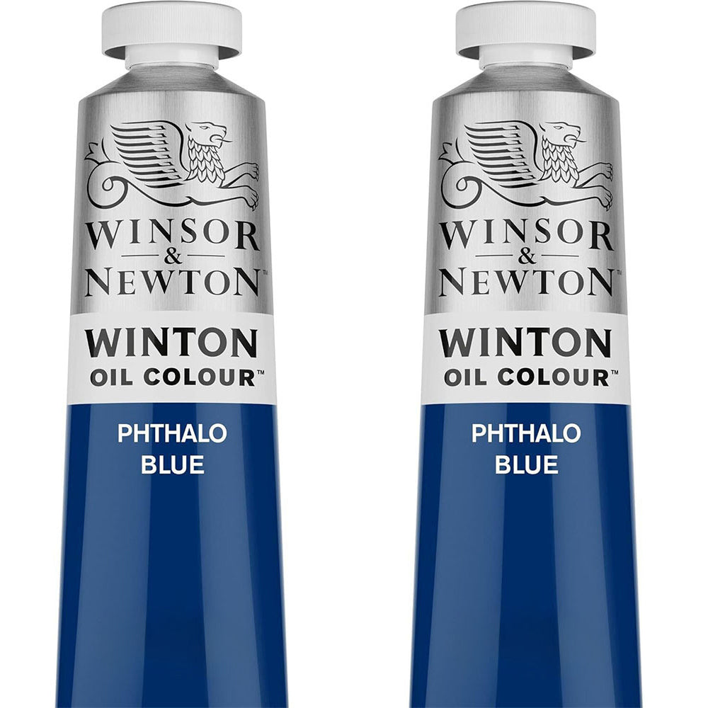 2PK Winsor & Newton 200ml Winton Oil Colour Paint Tube Phthalo Blue