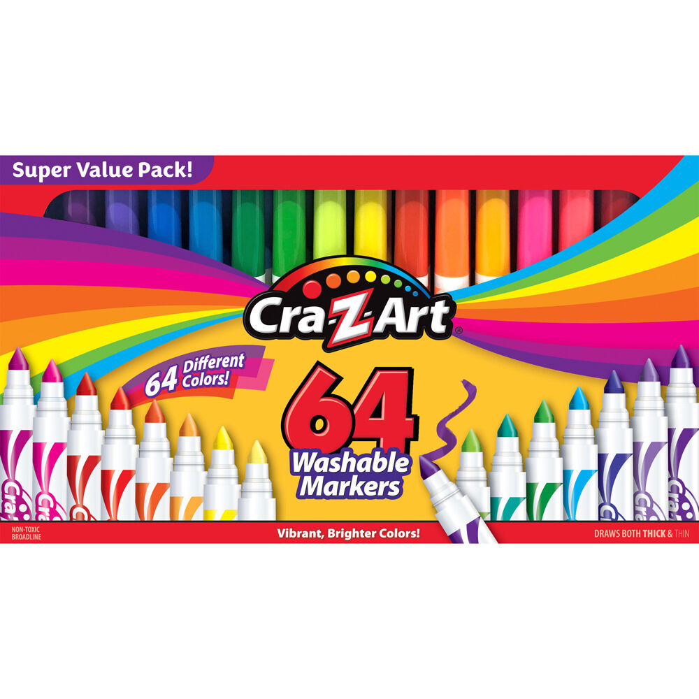 2x 50pc Cra-Z-Art Stationery Supertip Washable 12 Colours Kids Drawing Markers 3y+