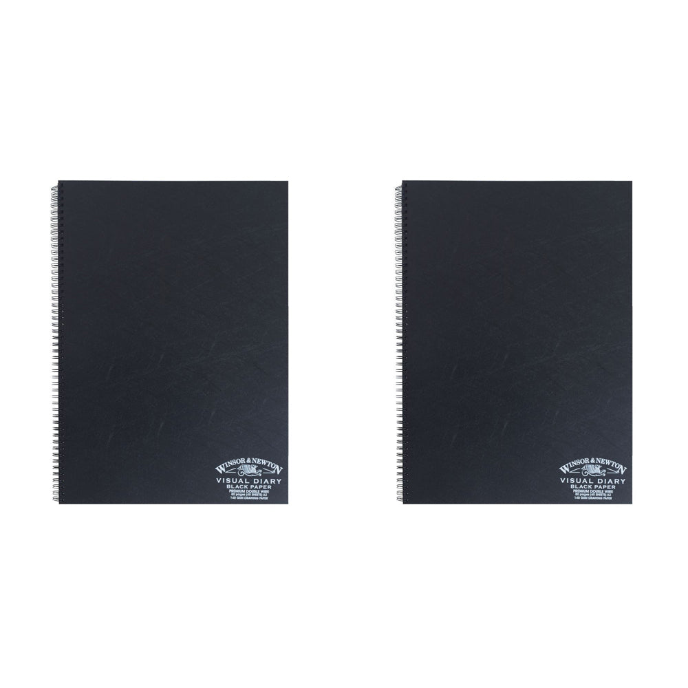 2PK Winsor And Newton Wire Bound Visual Diary A3 Black Paper