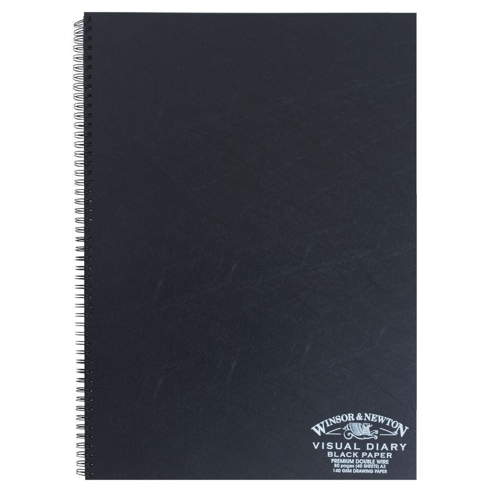 2PK Winsor And Newton Wire Bound Visual Diary A3 Black Paper