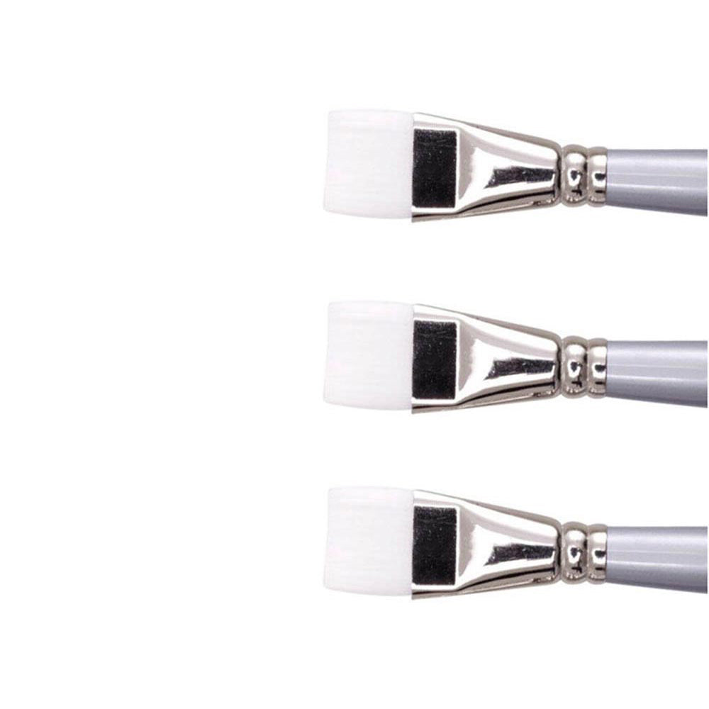 3PK Jasart White Taklon Short Flat Paint Brush - Size 5/16