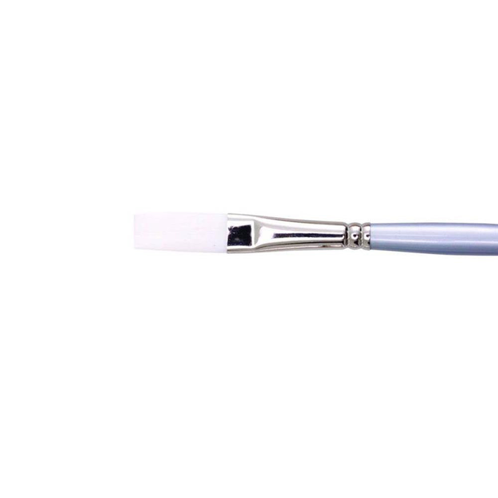 3PK Jasart White Taklon Long Flat Paint Brush - Size 1/4