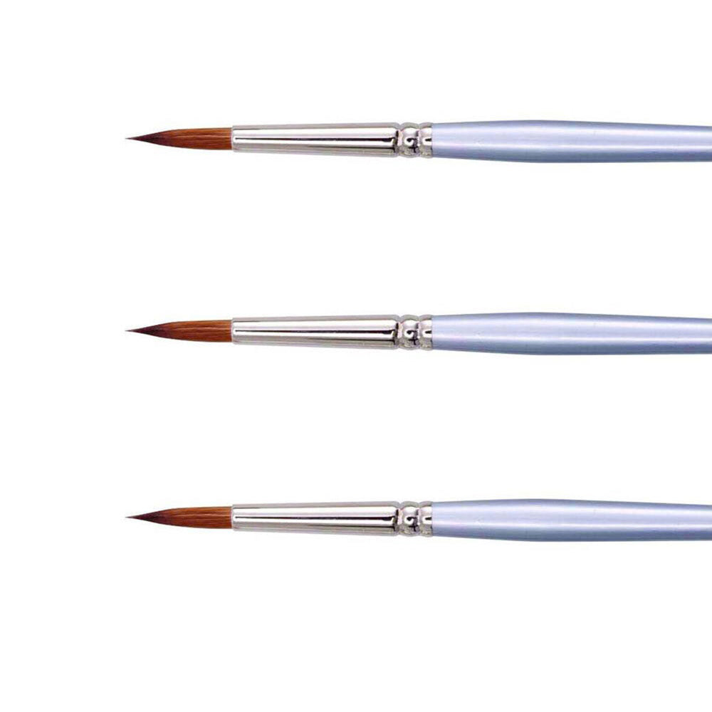 3PK Jasart Red Sable Round Oil/Watercolour Brush - Size 2/0