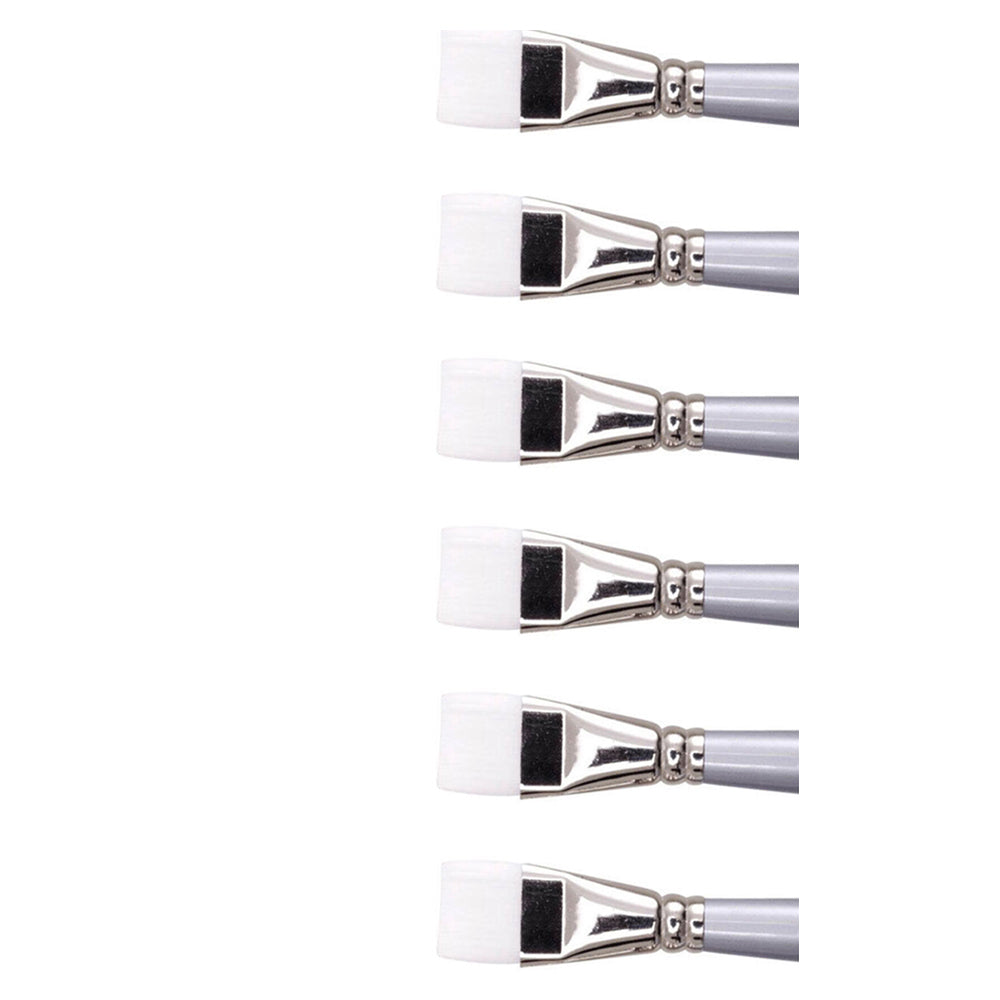 6PK Jasart White Taklon Short Flat Paint Brush - Size 1/4