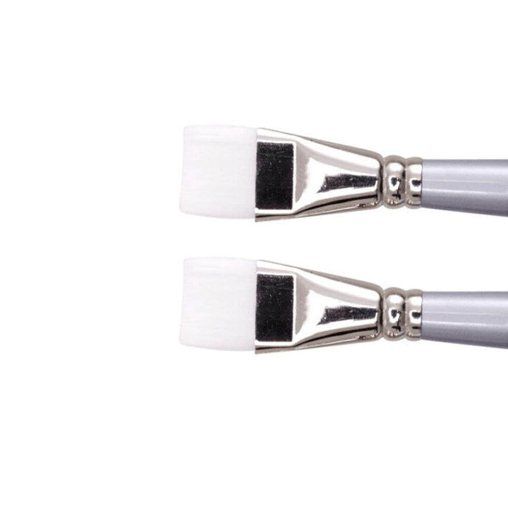 2PK Jasart White Taklon Short Flat Paint Brush - Size 1/2