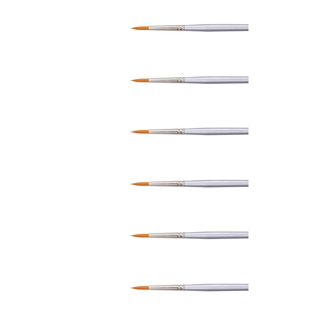 6x 12pc Jasart Gold Taklon Round Bristle Brush Set - Size 6