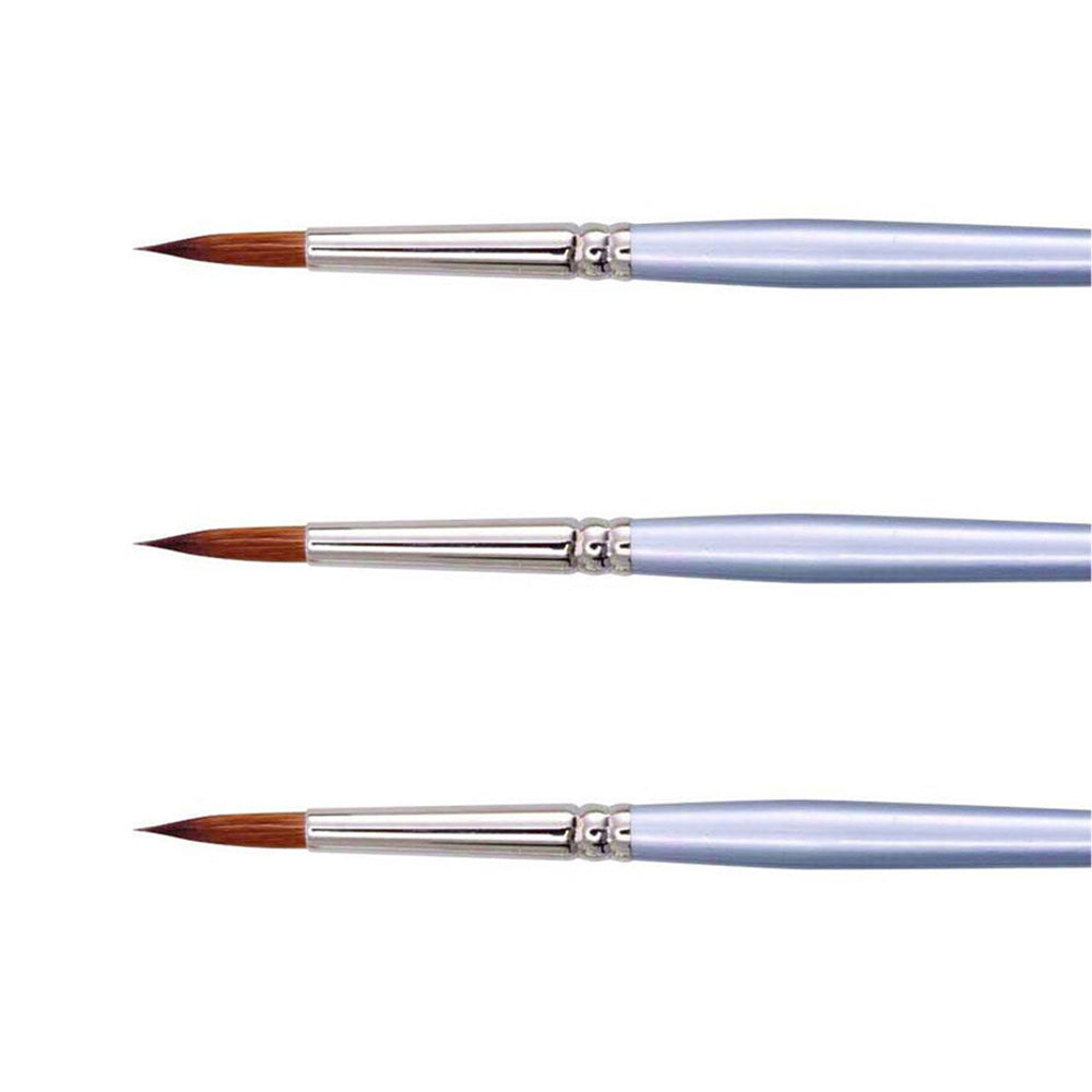 3PK Jasart Red Sable Round Oil/Watercolour Brush - Size 0