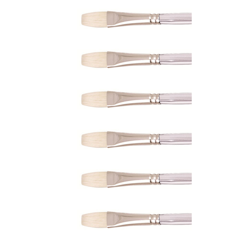 6PK Jasart Interlocking Hog Bristle Flat Brush - Size 2