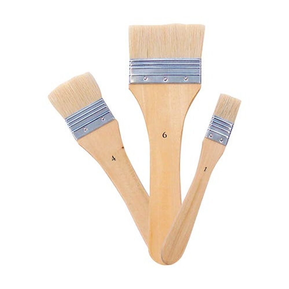 6PK Jasart Hog Bristle Series 713 Flat Head Brush - Size 3
