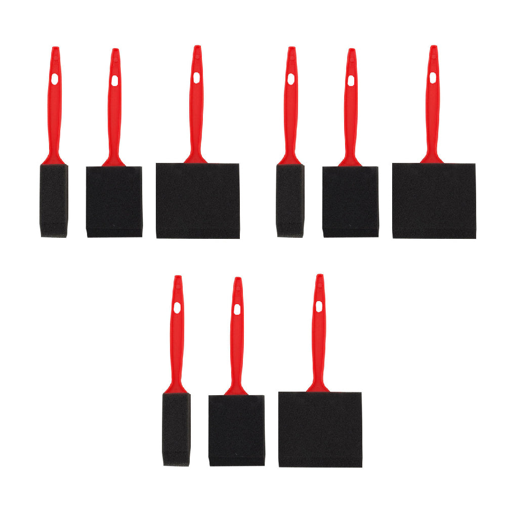 3x 3pc Jasart Foam Sponge Paint Brush Water Based Art/Craft 25/50/75mm