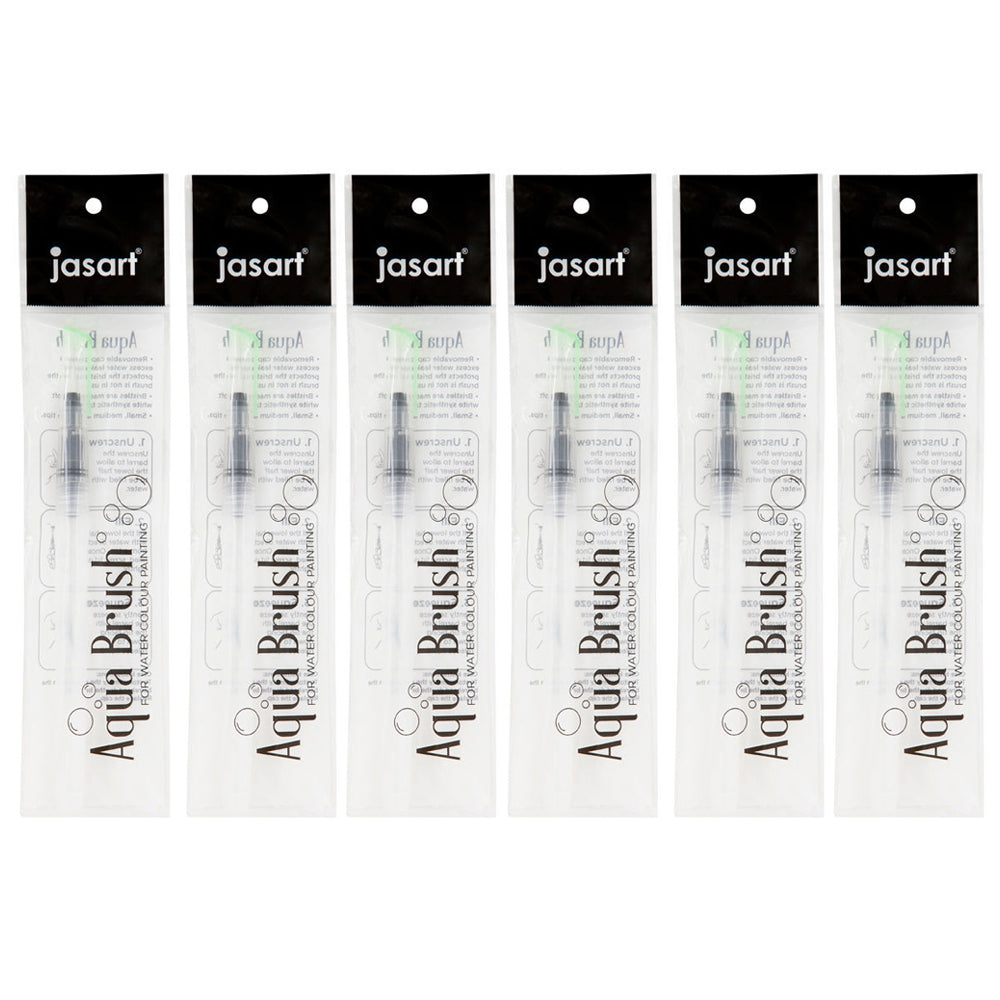 6PK Jasart Aqua Brush Round Fine Tip Watercolour Painting Pen 23x13cm