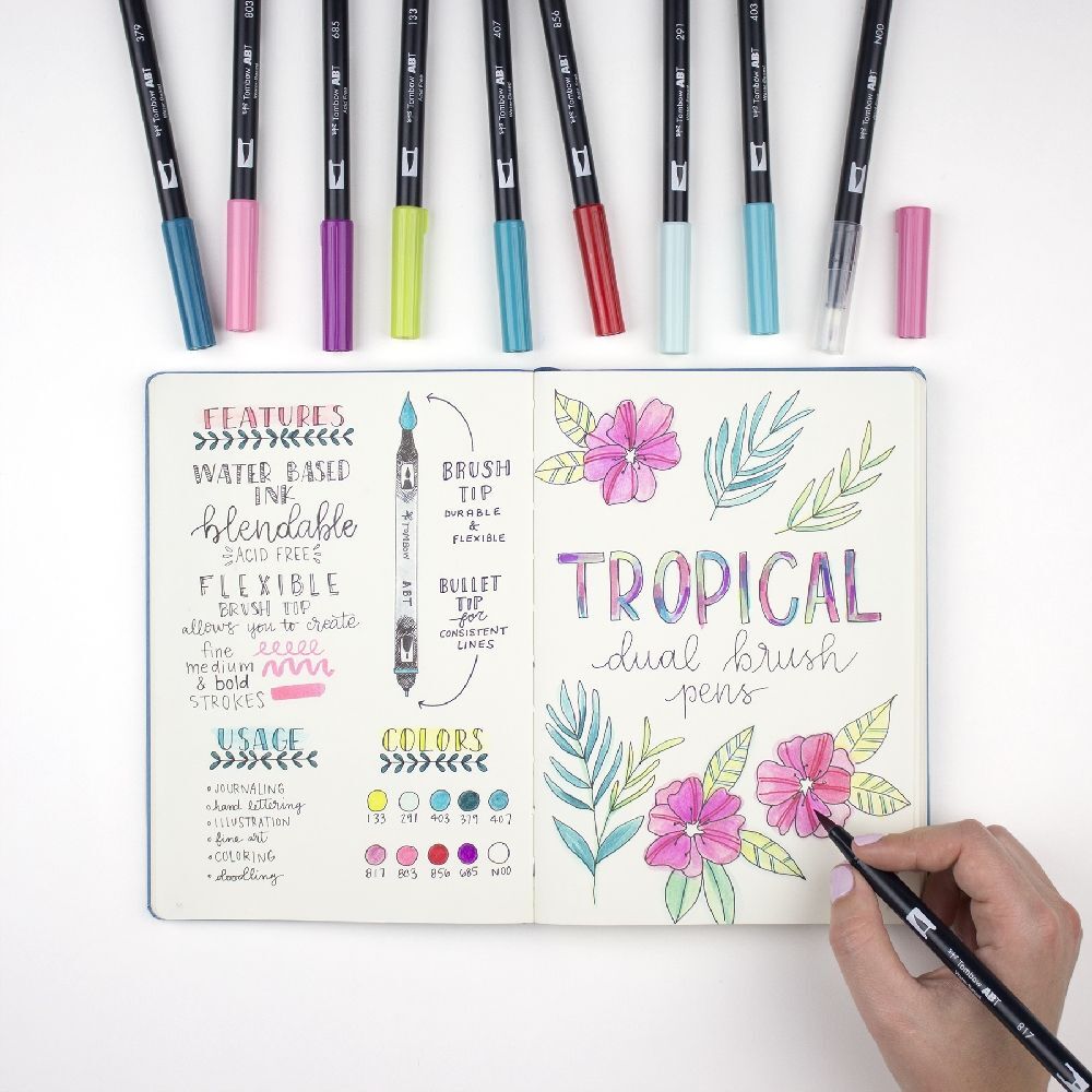 10pc Tombow Dual Brush Pen Marker Drawing/Sketching Set - Celebration
