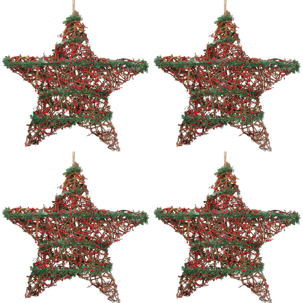 4PK LVD 30x30cm Plastic Star Berry Twigs Home/Living Room Decor