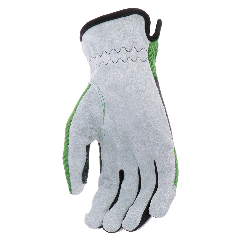 John Deere Men's Split Cowhide Leather Utility Gloves Green/Black