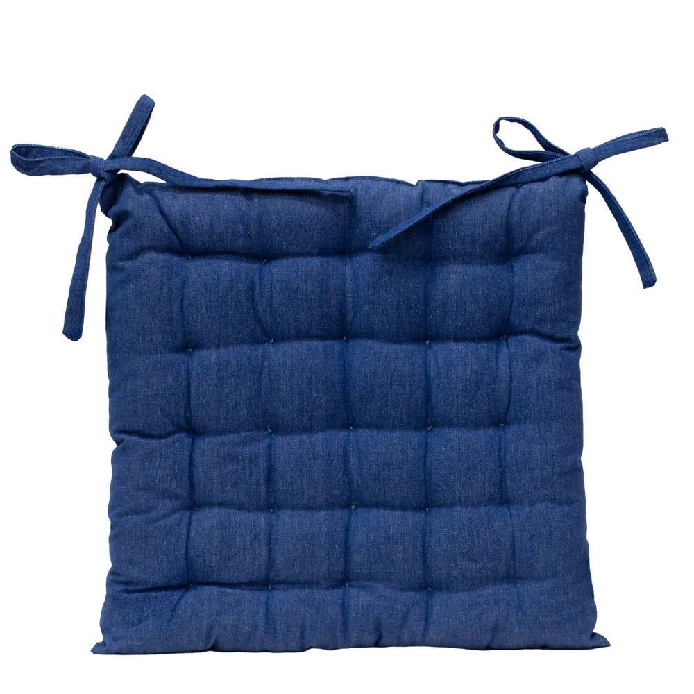 2x J.Elliot Home 40x40cm Solid Outdoor Chair Pad Square - Navy Blue