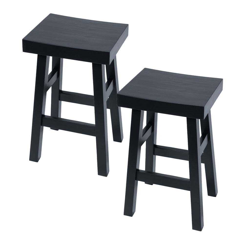 2pc J.Elliot Home Dylan 65cm Wood Barstool Set - Black