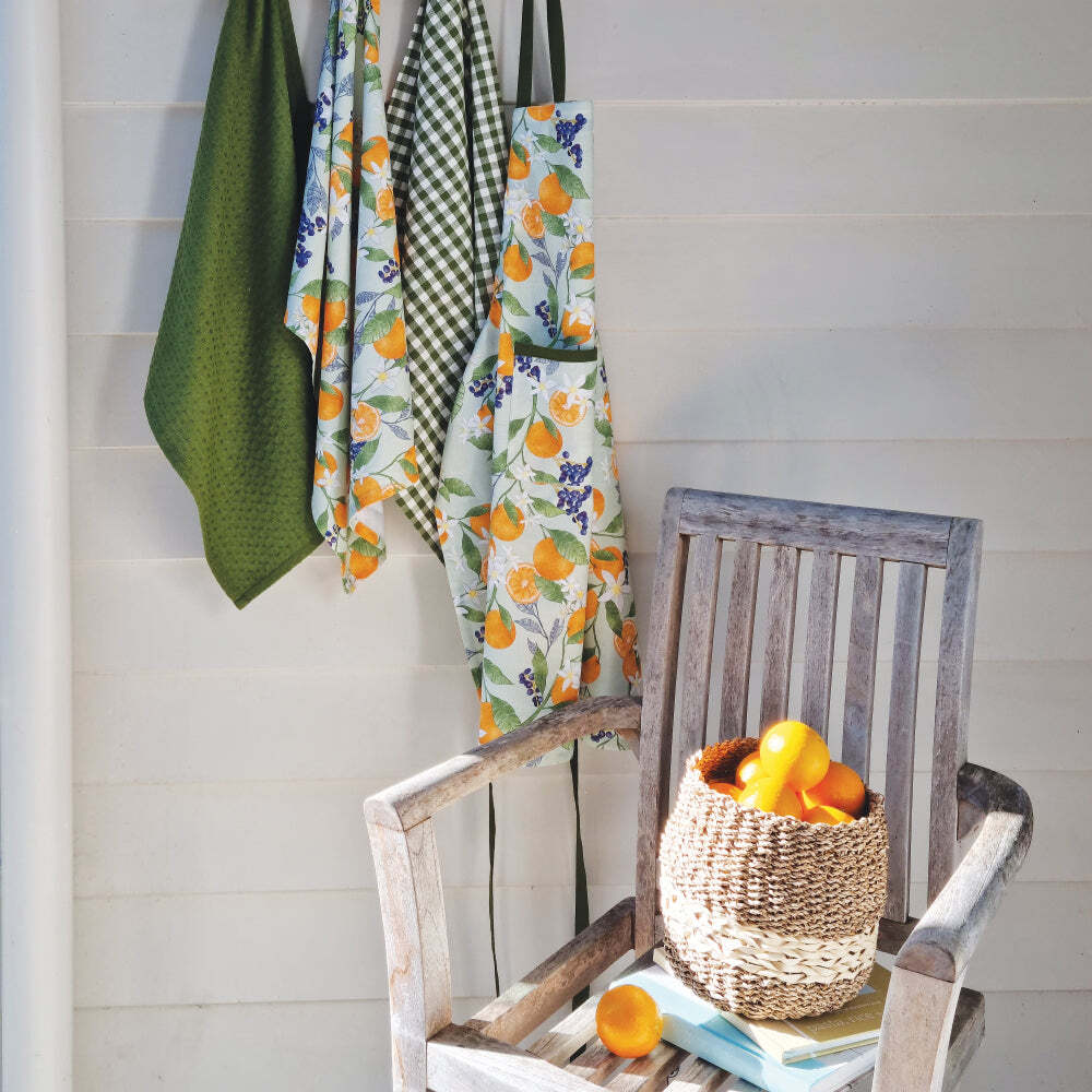 J.Elliot Home Orange 83x68cm Cotton Apron - Seafoam & Olive