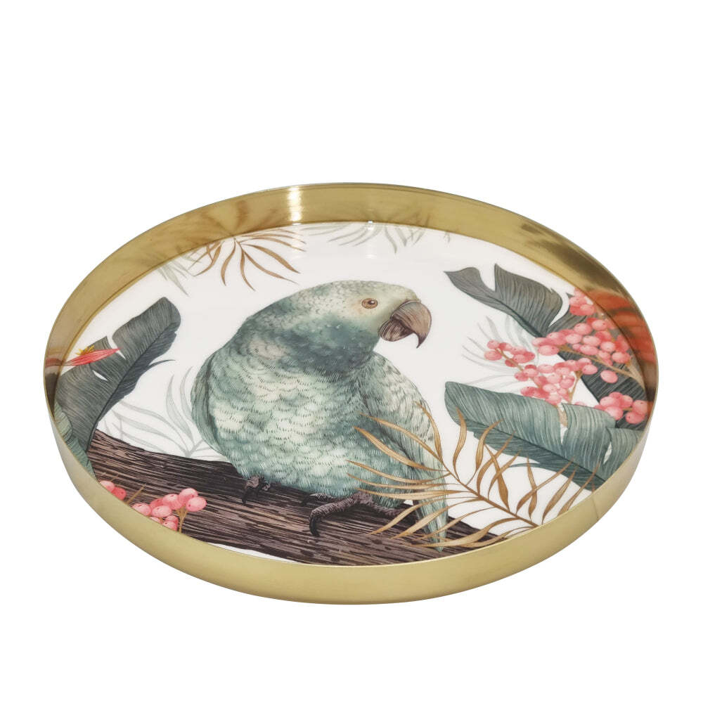 J.Elliot Home Tropical 25x2.5cm Round Serving Tray Medium - Gold