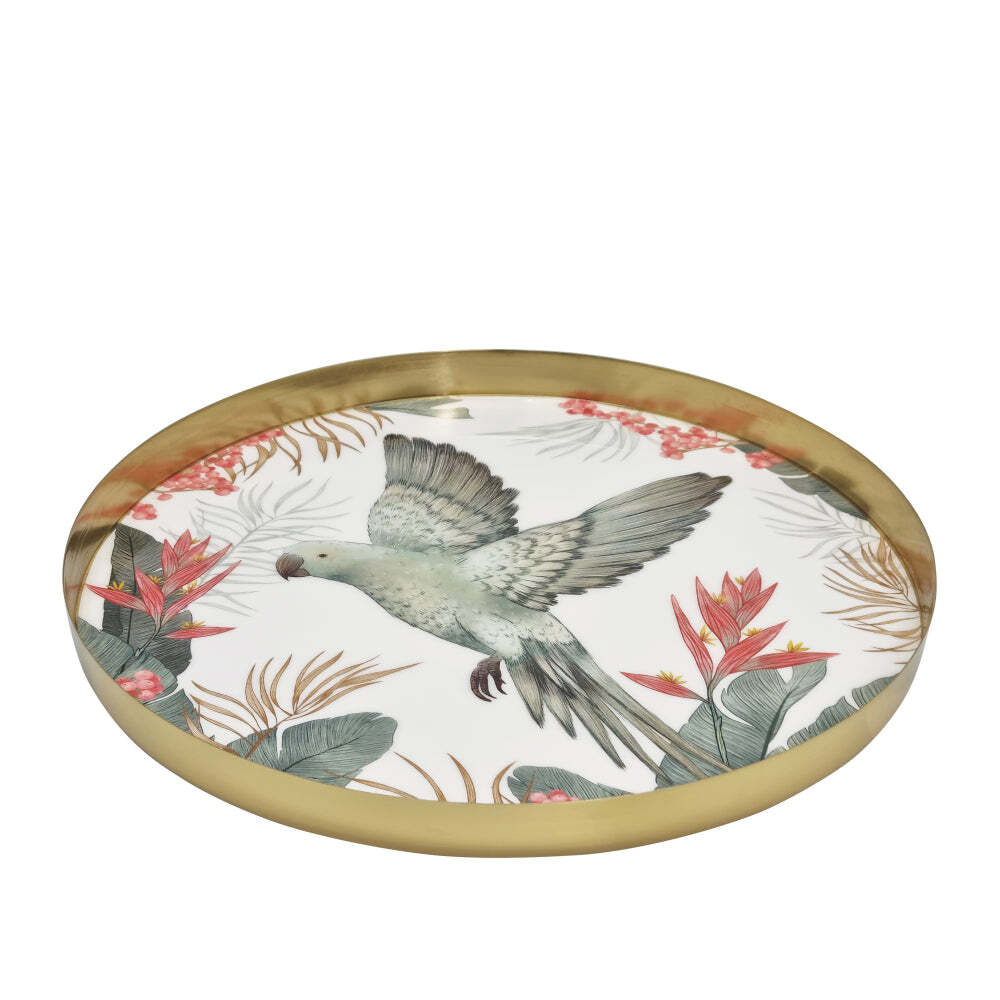 J.Elliot Home Tropical 35x2.5cm Round Serving Tray Large - Gold